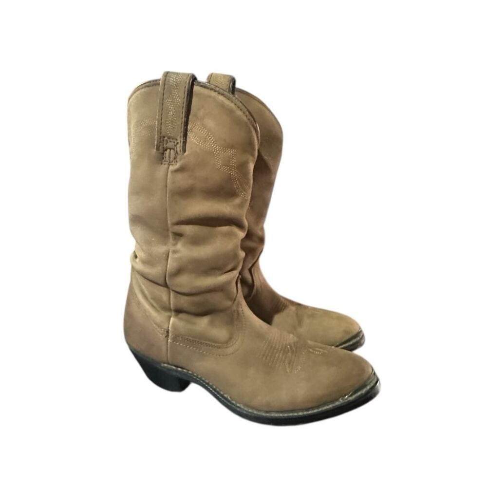 Shyanne Shy Slouch Western Boots Pull On Mid Calf Brown Toe Brown Womens Sz 7.5